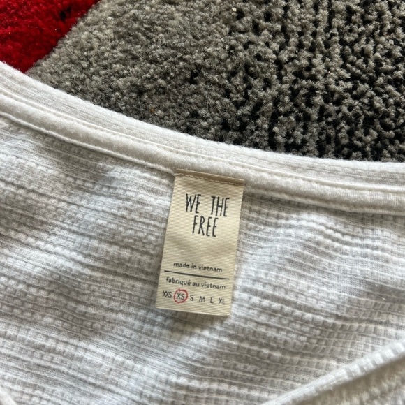 We The Free White Contrast Shark Bite Long Sleeve Top - Picture 2 of 4